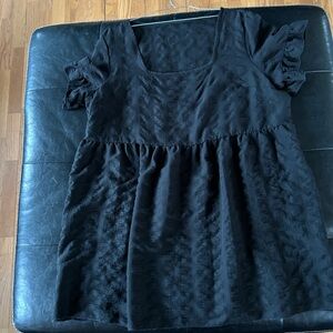 SHEIN Black Textured Curve Babydoll Dress